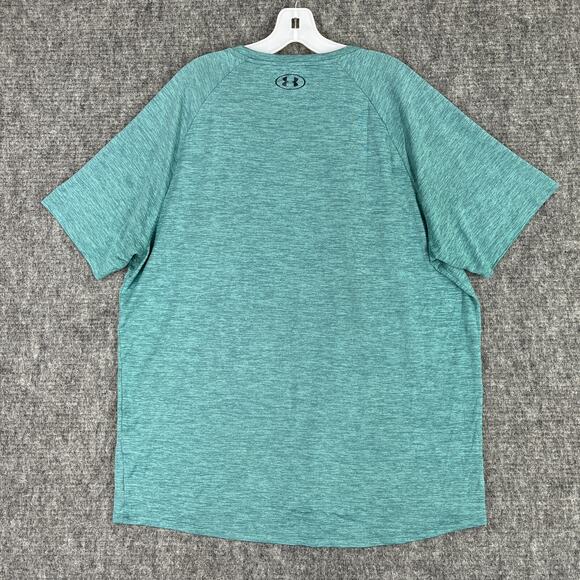 Under Armour Men The Tech Tee XXL Green Heather Microfiber Wicking UV Protection - Picture 2 of 8